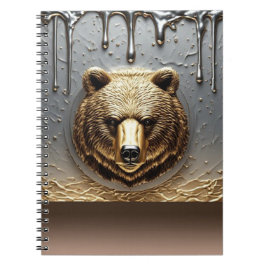 Gouden Beerreliëf Met Metaal Drip Effect 🐻 Notitieboek