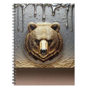 Gouden Beerreliëf Met Metaal Drip Effect 🐻 Notitieboek