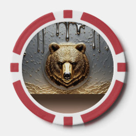 Gouden Beerreliëf Met Metaal Drip Effect 🐻 Poker Chips