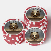 Gouden Beerreliëf Met Metaal Drip Effect 🐻 Poker Chips (Opstapeling)