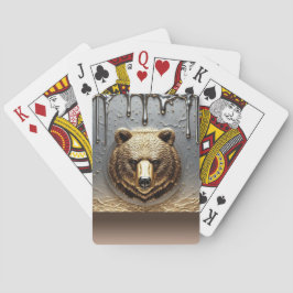 Gouden Beerreliëf Met Metaal Drip Effect 🐻 Pokerkaarten