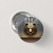 Gouden Beerreliëf Met Metaal Drip Effect 🐻 Ronde Button 3,2 Cm (Voorkant /achterkant)