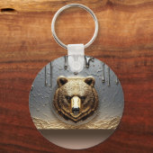 Gouden Beerreliëf Met Metaal Drip Effect 🐻 Sleutelhanger (Voorkant)