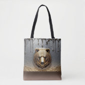 Gouden Beerreliëf Met Metaal Drip Effect 🐻 Tote Bag (Voorkant)