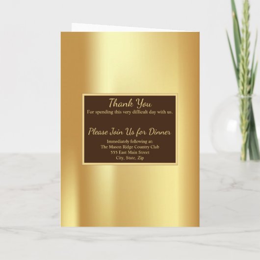 Gouden begrafenis overlijdensbericht gevouwen prog programma (Achterkant)