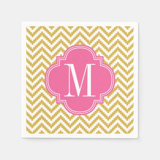 Gouden Beige Chevron Aztec Tribal gepersonaliseerd Servetten (Voorkant)