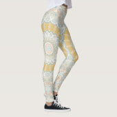 Gouden beige en blauwe mandala patroon ontwerp leggings (Rechts)