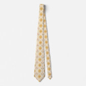 Gouden Beige Retro Bloem Mid-Century Stropdas (Voorkant)
