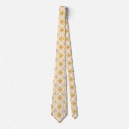 Gouden Beige Retro Bloem Mid-Century Stropdas