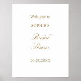 Gouden Beige Script Bruiloft Feest Welkomstposter Poster