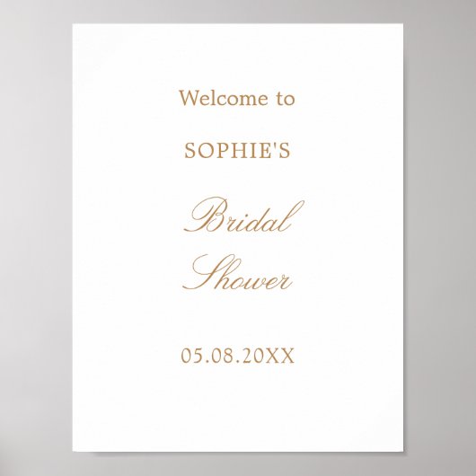Gouden Beige Script Bruiloft Feest Welkomstposter Poster (Voorkant)
