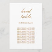 Gouden Beige Script Stoelindeling Hoofdtafelkaart (Voorkant)