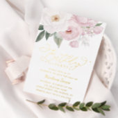 Gouden belettering Floral Botanical Birthday Folie Uitnodiging