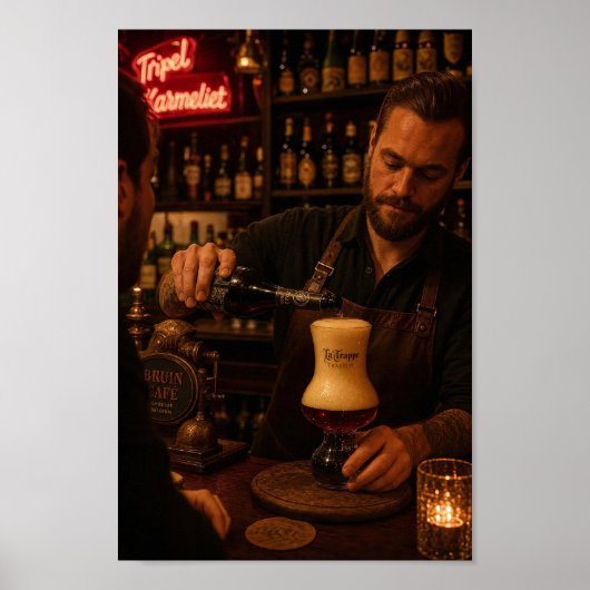 Gouden Belgische uitschenking in kaarslicht Poster (Voorkant)