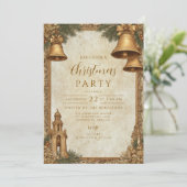 Gouden Bellen Kerstfeest Kaart (Staand voorkant)