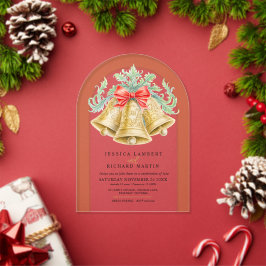 Gouden belletjes boog waterverf boog Kerstmis Brui Acryl Uitnodigingen