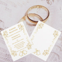 Gouden Belletjes Scrollwerk Trouwreceptie Kaart