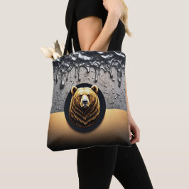Gouden berenkop met druipend metaal 🐻 tote bag