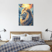 Gouden Bergleeuw Canvas Afdruk (Insitu (Slaapkamer))