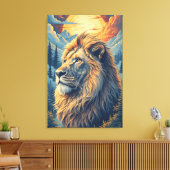 Gouden Bergleeuw Canvas Afdruk (Insitu (Woonkamer))