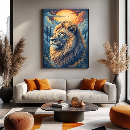 Gouden Bergleeuw Canvas Afdruk