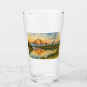 Gouden Bergreflectie Aquarel Glas Cup