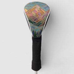 Gouden Bergtoppen Bos Glas-in-Lood Kunst Golfheadcover