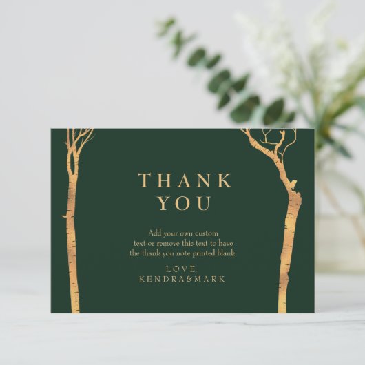 Gouden berk boom dank u kaarten (Staand voorkant)