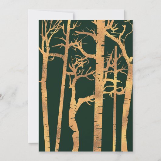 Gouden berken Bomen Bruiloft Uitnodigingen (Achterkant)