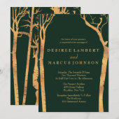 Gouden berken Bomen Bruiloft Uitnodigingen (Voorkant / Achterkant)