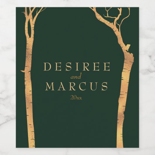 Gouden berken wijn etiket (Enkel label)