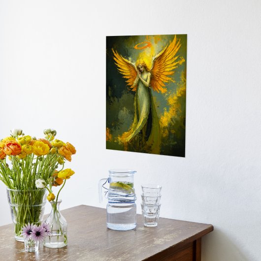 Gouden beschermengel - etherische digitale schilde folie afdrukken (Laag (Keuken))