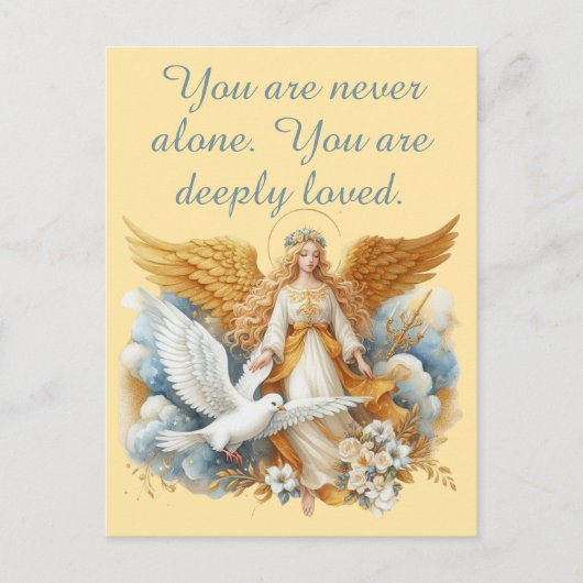 Gouden Beschermengel Met Witte Vogel Briefkaart (Voorkant)