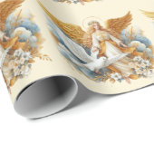 Gouden Beschermengel Met Witte Vogel Cadeaupapier (Rol Hoek)