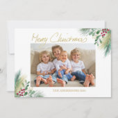 Gouden bessen Foto Kerstmis Feestdagenkaart (Voorkant)