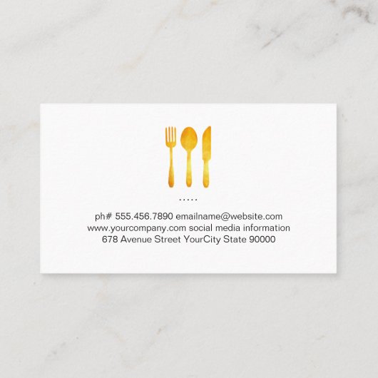 Gouden bestek Hout Visitekaartje (Achterkant)