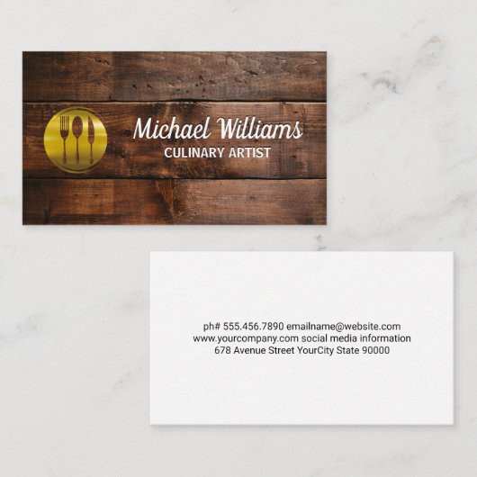 Gouden Bestek Logo | Houten Borden Visitekaartje (Voorkant / Achterkant)