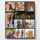 Gouden Besties Fotocollage Trendy Script Font Fotoplaat (Voorkant)