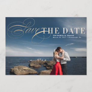 Gouden Betoverend sparen de de fotokaart van de Save The Date