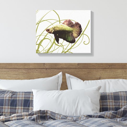Gouden Betta Vechtvis Canvas Afdruk (Insitu (Slaapkamer))