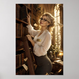 Gouden Bibliotheek Muze Portret Muur Poster