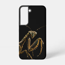 Gouden bidsprinkhaan zwart gouden telefoonhoes