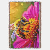 Gouden Bij Bloem Magisch Licht Design Deken (Voorkant Verticaal)