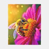 Gouden Bij Bloem Magisch Licht Design Fleece Deken (Voorkant)