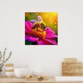 Gouden Bij Bloem Magisch Licht Design Poster (Keuken)