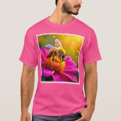 Gouden Bij Bloem Magisch Licht Design T-shirt (Voorkant)