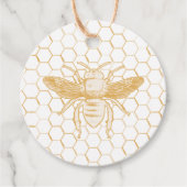 Gouden bij en honingraat bedankjes labels (Voorkant)