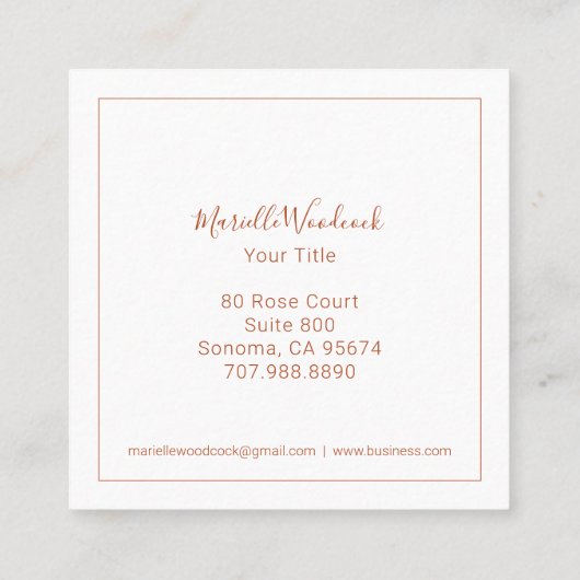 Gouden bij en Roos bloemlaurier Vierkante Visitekaartje (Achterkant)