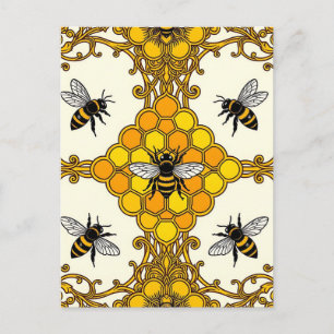 Gouden Bij Honingraat Patroon Briefkaart