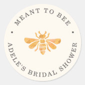 Gouden Bij "Meant to Bee" Bruiloft Uitnodiging Fav Ronde Sticker (Voorkant)